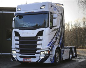 RASEBORG, FINLAND, NOVEMBER 19, 2016: Next Generation Scania S500 of Transport K Lindholm & Co. is