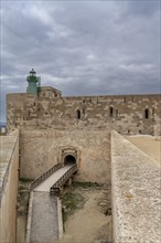 Syracuse, Italy, 28 December, 2023: view of the Maniace Castle and lighthouse in Isola di Ortigia