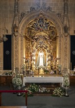 Salamanca, Spain, 9 April, 2024: detail view of a side chapel and altar piece in the New Cathedral