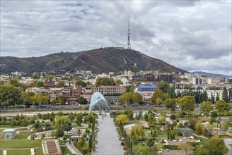 View of Rike Park and Tbilisi city center, Georgia, Asia