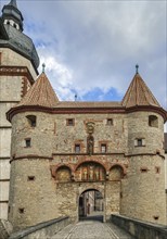 Fortress Marienberg is a symbol of Wurzburg, Germany. Scherenberg gate