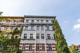 Berlin, Germany, July 28, 2019: Abandoned and occupied building in Kreuzberg quarter in Berlin.