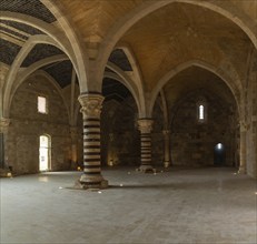 Syracuse, Italy, 28 December, 2023: architectural detail of the columns inside the main hall of the