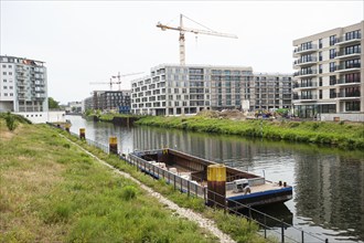 10.06.2019, Berlin, Germany, Europe, Construction site with new flats in Europacity on the banks of