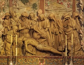 Beautiful altarpiece in the Mondragon Chapel of the Cathedral, Santiago de Compostela, Galicia,