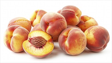 A collection of ripe peaches showcasing natural colors and textures, AI generated