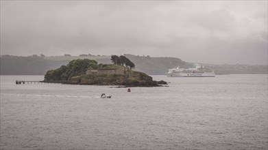 Plymouth, Devon, England, UK, May 25, 2022: Brittany Ferries Pont-Aven arriving in Plymouth Harbour