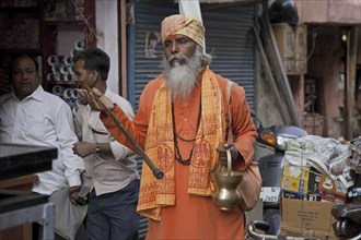 Hare Krishna follower in the streets of Jaipur, Rajasthan, India, Asia