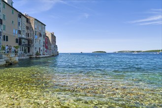 View of the old town of Rovinj, Adriatic Sea, blue sky, Istria, Croatia, Europe