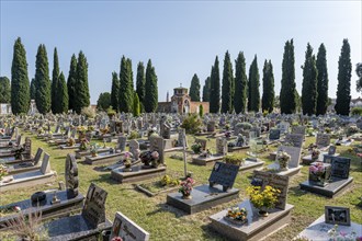 Graves in the central cemetery of Venice, cemetery island of San Michele, Venice, Italy, Europe