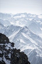 Peaks and mountains in winter, Sellraintal, Stubai Alps, Kühtai, Tyrol, Austria, Europe