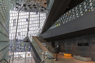 Harpa Concert Hall and Congress Centre, interior view, artistic modern architecture, Reykjavik,