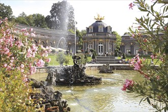 Waterworks and New Palace with Temple of the Sun at the Hermitage in Bayreuth, Upper Franconia,