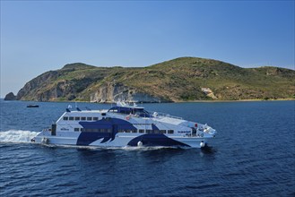 MILOS, GREECE, MAY 26, 2019: Superjet high speed ferry of Seajets a Greek Cypriot ferry company in