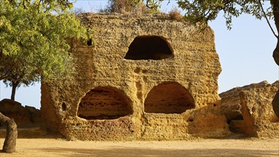 Arcosoli, Byzantine tombs, rock tombs, valley of the temples, valle dei templi, Agrigento, Sicily,