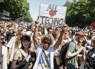 Techno fans celebrate in Berlin Rave the Planet, Berlin, 08.07.2023