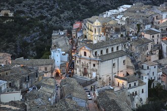 City of Ragusa, view of the houses and the church Anime del Purgatorio, Chiesa della Anime Sante