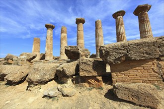 In the Parco Valle dei Templi di Agrigento, Unesco World Heritage Site, remains of the ancient city