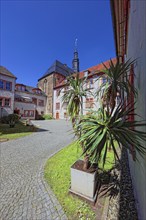 Inner courtyard of Himmelkron Monastery, Kulmbach district, Upper Franconia, Bavaria, Germany,