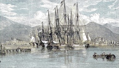 Port of St. Thomas in 1869, Antilles Island Saint Thomas, American Virgin Islands, Port of St.