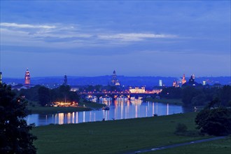 Dresden silhouette in the evening