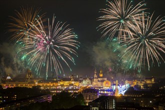 Fireworks over the Old Town of Dresden