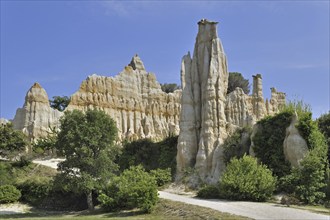 Strange rock formations created by water erosion at the Orgues d'Ille-sur-Têt in the