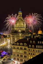 Fireworks behind the Church of Our Lady at the Dresden City Festival