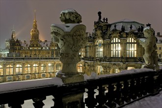 Zwinger in winter, Winter, the Dresden Zwinger, is one of the most important Baroque buildings from