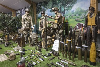 Diorama showing American soldiers and ammunition in the Musée Mémorial d'Omaha Beach museum,