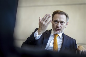 Christian Lindner (FDP), Bundesminister der Finanzen, aufgenommen waehrend eines Interviews im