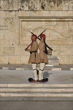 ATHENS, GREECE, MAY 20, 2010: Changing of the presidential guard Evzones in front of the Monument