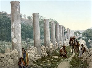 Ruins of Samaria, the capital of the Kingdom of Israel from about 876 BC, c. 1890, Historic,