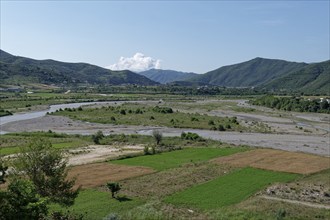 The Osum Valley near Berat in the mountain landscape around the Tomorr Massif in Tomorr National