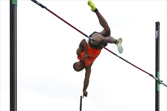 International Pole Vault Meeting in Dessau-Roßlau on 13/09/2022, pole vaulter crossing the bar,