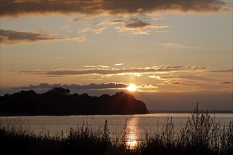 Sunset over the Baltic Sea, Habernis, Steinberg, Schleswig-Holstein, Germany, Europe