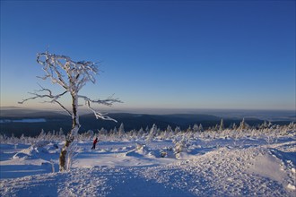 View from the snow-covered Fichtelberg to the Ore Mountains