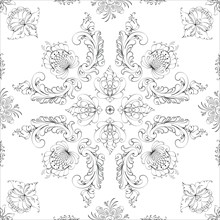 Hand drawn seamless floral pattern on a white background, vector textile template