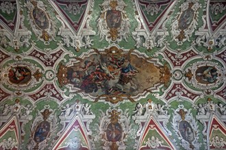 Ceiling fresco in the Basílica de Nossa Senhora dos Mártires, Chiado district, Lisbon, Portugal,