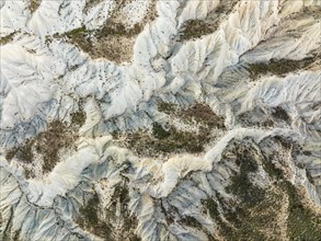 Bare ridges of eroded sandstone in the badlands of the Tabernas Desert, Europe's only true desert,