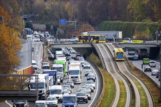 Motorway A40, Ruhrschnellweg, in Essen, route through the city centre, is affected by a possible