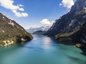 View over the Klöntalersee, Klöntal, Canton Glarus, Switzerland, Europe