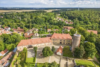 Aerial view, drone photo: Eisenhardt Castle and spa town of Bad Belzig, Hoher Fläming nature park