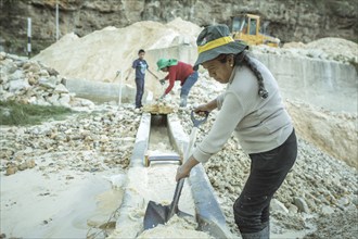 Women working in a kaolin mine, Pachacayo, Peru, South America