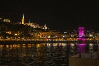 Budapest by night, Chain Bridge, Hungary, Europe