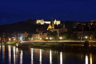 Pirna's Sonnenstein Fortress by night