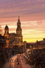 Dresden silhouette in the evening