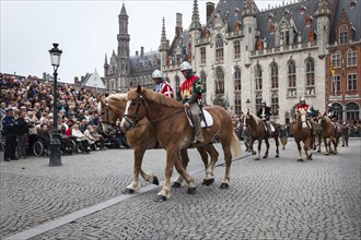 BRUGES, BELGIUM, MAY 17: Annual Procession of the Holy Blood on Ascension Day. Locals perform an