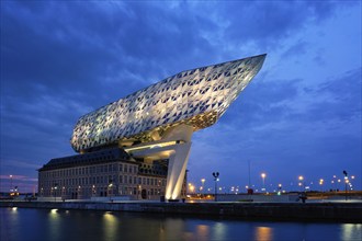 ANTWERP, BELGIUM, MAY 27, 2018: Port authority house (Porthuis) designed by famous Zaha Hadid