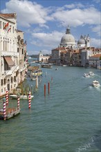 Grand Canal, Basilica di Santa Maria della Salute in the background, Venice, Veneto, Italy, Europe